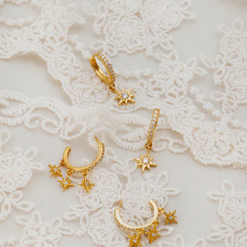 Orelia - Pave Starburst shaker Hoop Øredobber