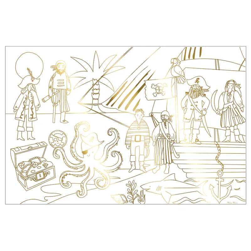 Meri Meri - Fargeleggingsplakat Pirat 2-pk